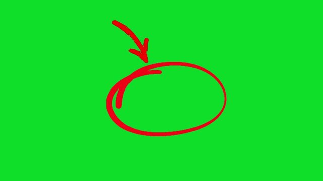 Red Circular Arrow Mark Animation on Green Screen Background for Highlighting and Motion Graphics