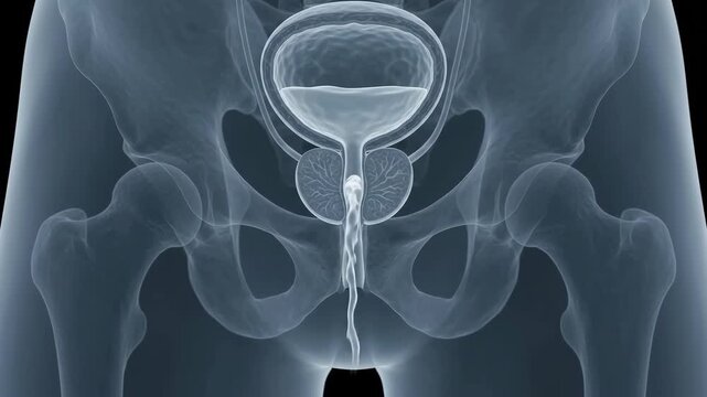 Benign Prostatic Hyperplasia Showing Prostate Enlargement, Urethral Narrowing and Reduced Urine Flow