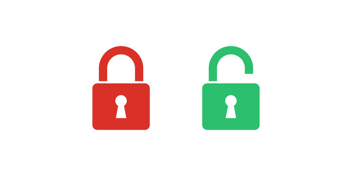 Red locked padlock and green unlocked padlock icons for security indication.