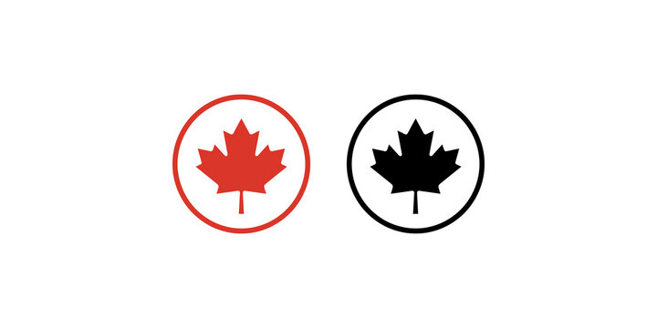 Canada maple leaf emblem within circular frame in red and black colors for national identity branding.