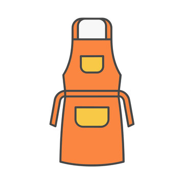 Orange apron with yellow pockets