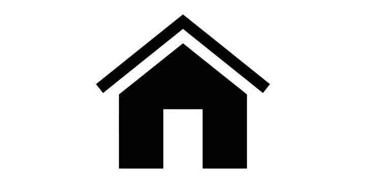 House icon with simple geometric roof structure for real estate home interior and residential architecture design.