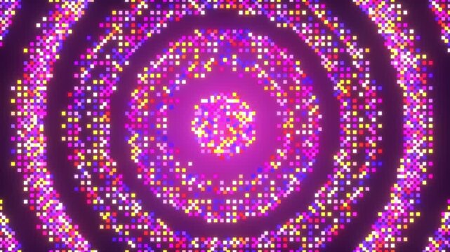 4K Retro Y2K Pixel Spiral Tunnel Animation with Colorful Vintage 90s Geometric Squares and Neon Vortex Loop Background