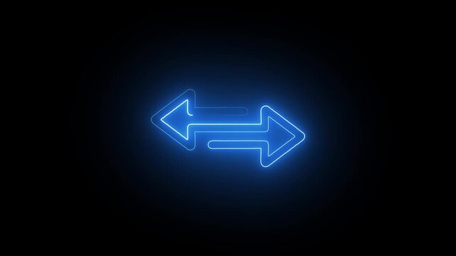 Blue neon glowing double arrow icon indicating direction sign navigation light indicator line sign navigation light indicator line
