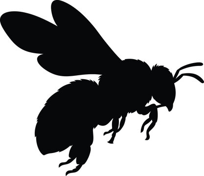 Flying bee silhouette vector. Honey bee vector icon