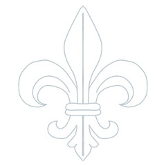 Classic Fleur De Lis Symbol Hand Drawn Line Art Illustration © Island Tulip Designs