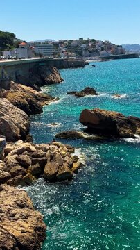 Walk along embankment of the old town of Marseille, Provence, Alps, Cote d'Azur, France, June 8, 2026. High quality 4k footage