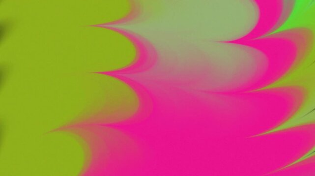 Abstract background with vibrant pink and olive green flowing liquid wave shapes.