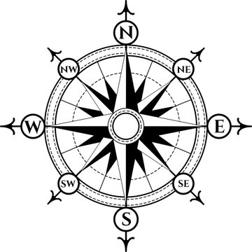 Wind rose black white logo