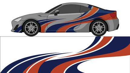 Fototapeta premium Sport Car Wrapped with Racing Stripes Design Vector Illustration