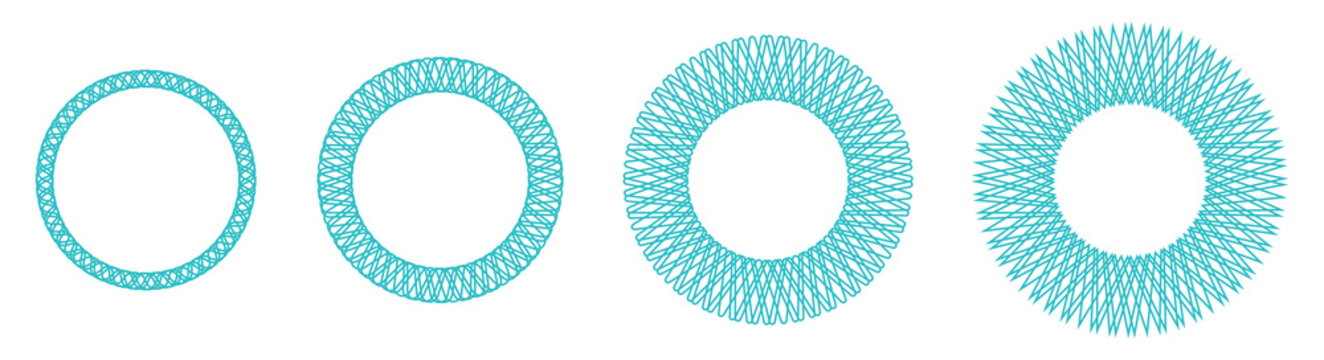 Guilloche rosette vector illustration with mint green abstract geometric circular security patterns for certificate design