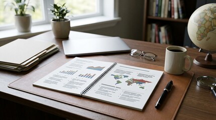 Obraz premium Desk with Political Risk Assessment Summary – Specialty Insurance Concept