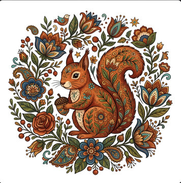 Colorful Squirrel in flower