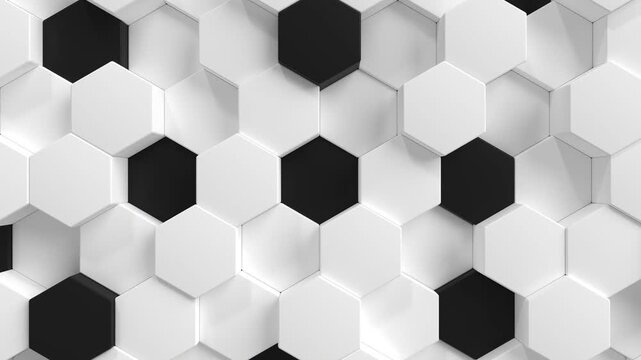 Abstract geometric pattern of black and white hexagonal 3D shapes geometry texture design background modern