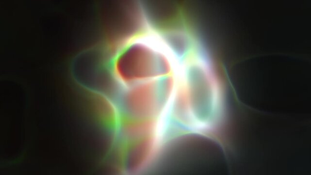 Glowing rainbow plasma energy orb with swirling filaments on black &mdash; seamless 4K loop