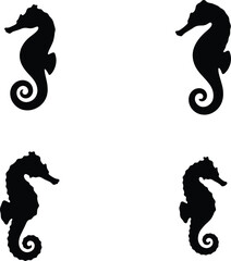 Seahorse silhouette vector. Sea horse vector icon set © Simium