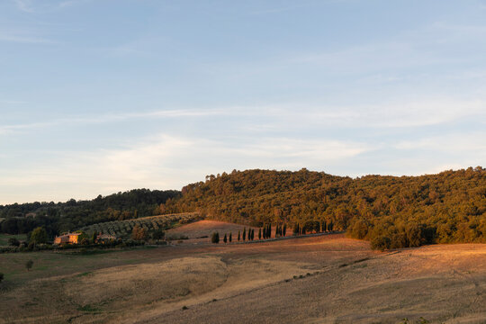 view of hills in Tuscany italy