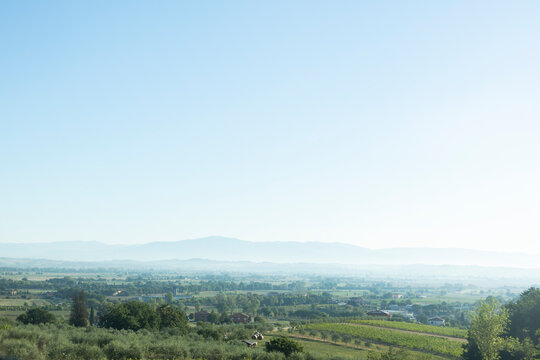 landscape with mountains in Tuscany italy