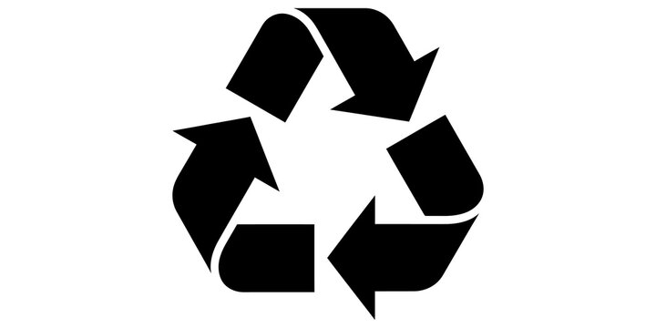 Solid black recycling loop symbol for waste management and environmental sustainability projects.