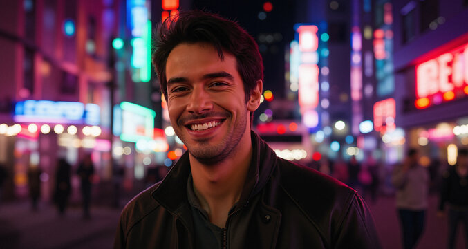 He smiles, and the neon lights of the city seem to shine a little brighter.
