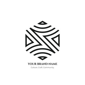Geometric Tribal Cultural Logo Black Vector Indigenous Brand Identity Ethnic Pattern EPS