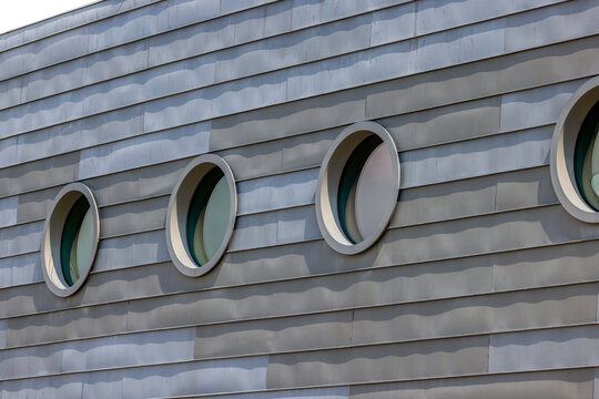Exterior Metal Round Portal Windows Plastic Shingled Roof