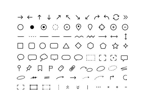 Abstract graphic elements pack with geometric icons. Hand Drawn Doodle Sparkles and Comic Explosion, Action Elements.Cartoon lines. Icon Set for graphic design elements for branding, social media, web