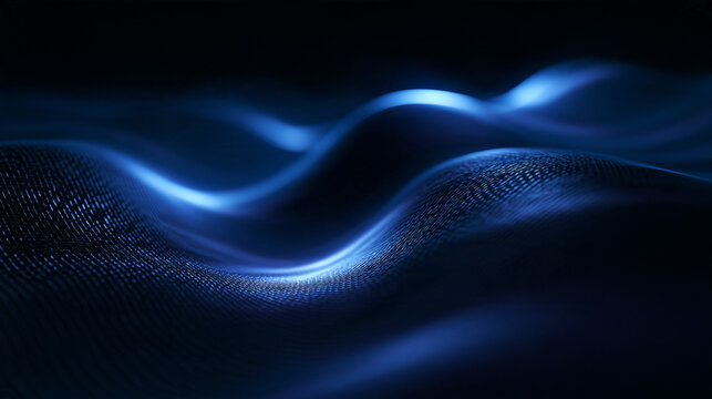 Abstract Blue Digital Wave Glowing Mesh Background
