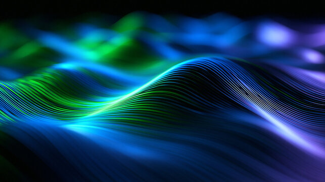 Abstract Digital Wave Background with Glowing Neon Lines