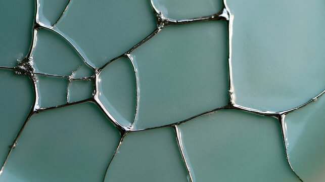 Kintsugi Ceramic Texture with Silver Repaired Cracks Macro