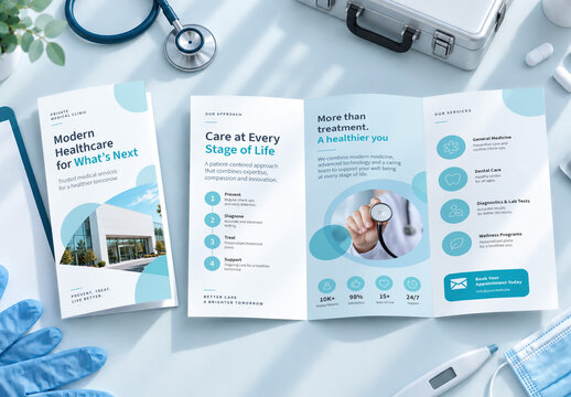 Medical Clinic Trifold Brochure Template
