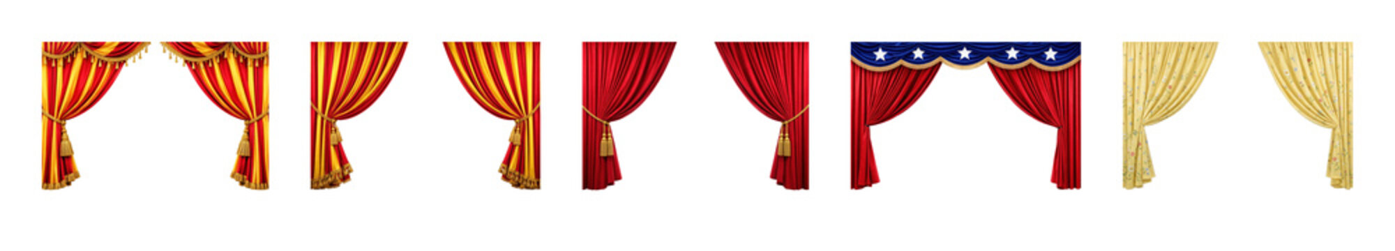PNG Colorful theatrical stage curtains on transparent background