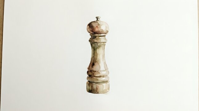 Wooden pepper mill with natural grain finish and traditional turned design on neutral background for culinary and kitchen styling