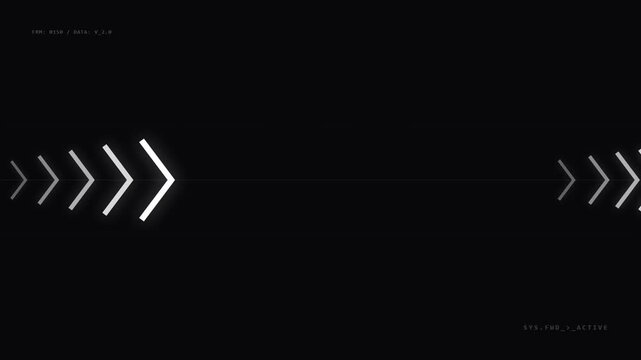 Futuristic digital HUD interface with glowing moving arrow indicators
