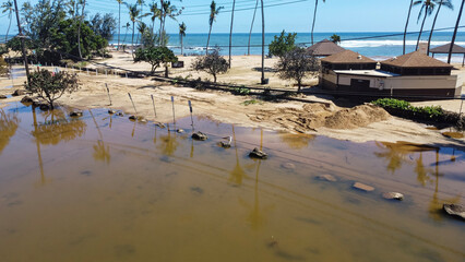 Hurricane Lowell Flooding at Poipu Beach on Kauai, Hawaii © Micah