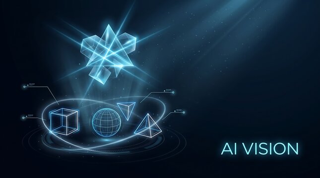 Abstract technology holographic artificial intelligence ai background featuring glowing digital neural network connections and futuristic data visualization concepts