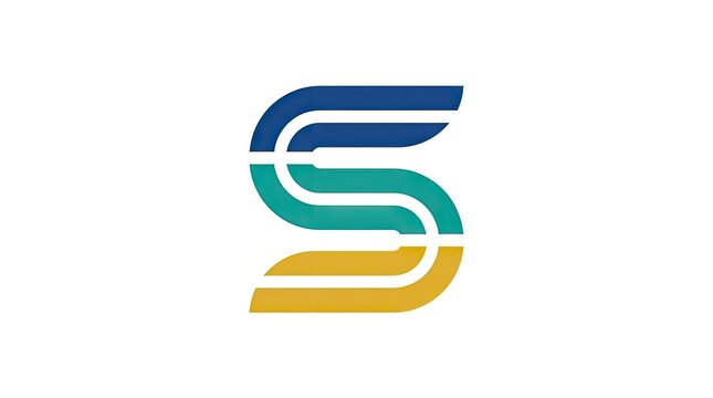 Abstract modern letter S logo in blue and yellow.