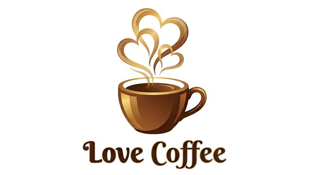 Love Coffee logo with heart shaped steam.