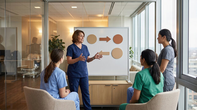 Nurse Manager Debriefs Human Escalation During AI Triage Training