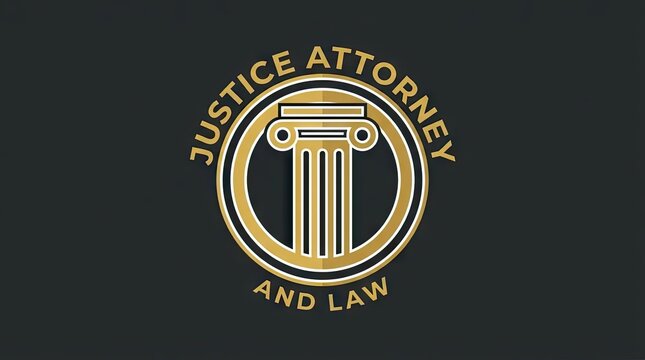 Classic law firm emblem with column and gold circle.