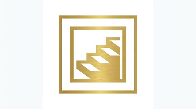 Golden staircase icon within a square frame.