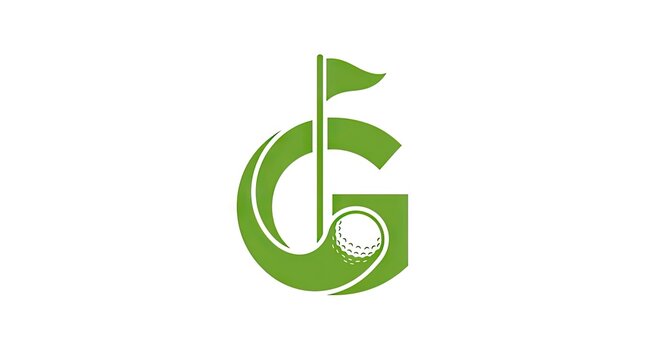 Green golf logo combining letter G with flag and ball
