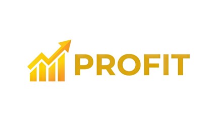 Fototapeta premium Profit growth logo with yellow rising bar chart.