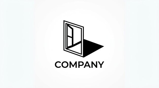 Open door icon with perspective shadow and text.