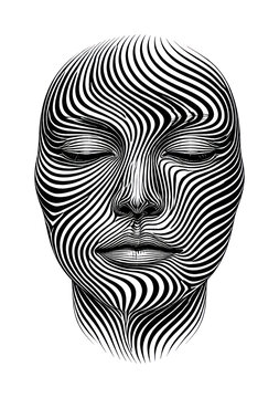PNG Abstract face with hypnotic lines.