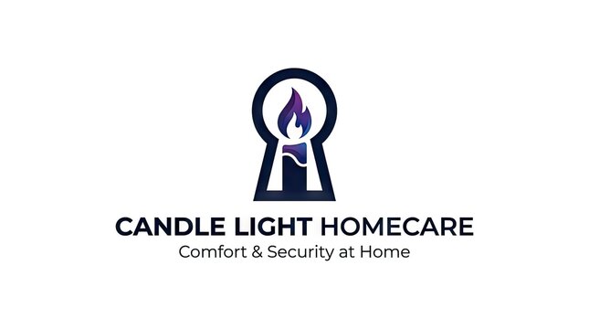 Candle and keyhole logo for homecare security services.