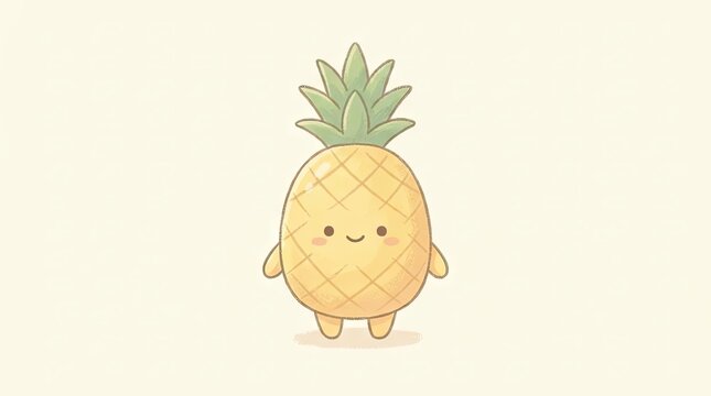 Cute cartoon pineapple character mascot.