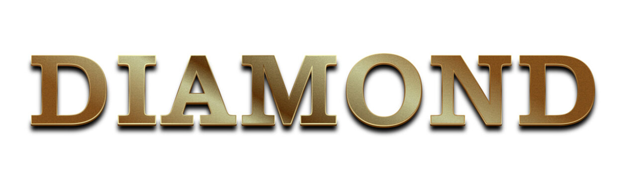 Gold metallic texture diamond text effect with elegant serif typography isolated PNG