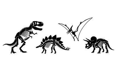 Prehistoric Dinosaur Fossil Bone Silhouettes T Rex Stegosaurus Triceratops Pterodactyl © MstDulali