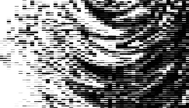 Black and white abstract and grunge pattern with wave motion and glitch effect. Horizontal lines for sporty background and jersey design. Easy to edit. Eps10